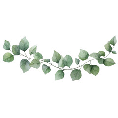 Watercolor Greenery Branch with Leaves