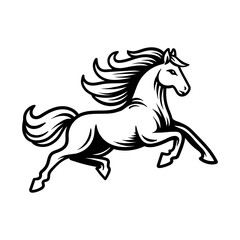 horse logo cartoon drawing coloring line art style sketch classic vintage design illustration