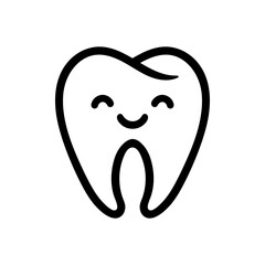 fun tooth icon logo cartoon drawing coloring line art style sketch classic vintage design illustration