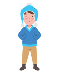 cartoon boy wearing winter clothes
