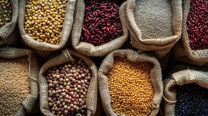 A variety of bean bag styles and sizes filled with different types of beans