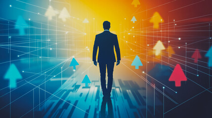 abstract professional business team people innovation connection of line from nail node to node on map background , networking concept