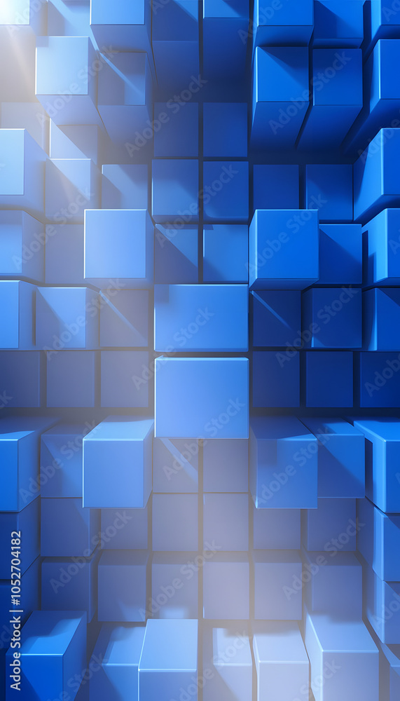Canvas Prints png background with blue cube patterns isolated with white highlights, png