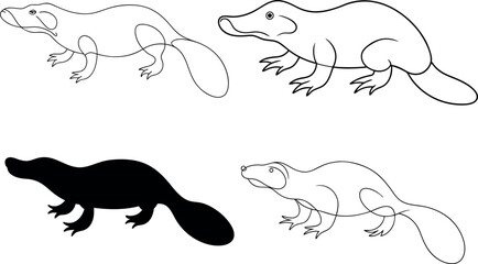 Set of Artistic Platypus Line Drawing Captivating Vector Illustration