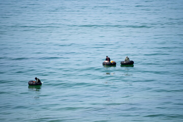 Traditional fishermen fishing off the coast of Morocco