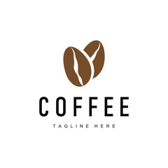 coffee bean logo silhouette design with simple concept coffee illustration template
