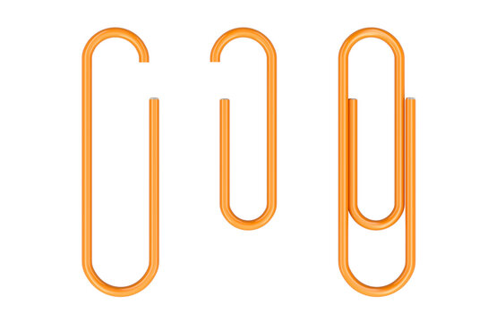 Orange Paper Clips with PVC Coated on the sheet, 3D rendering isolated on transparent background