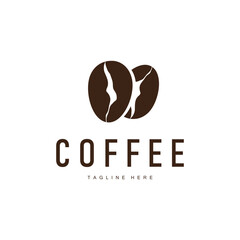 coffee bean logo silhouette design with simple concept coffee illustration template