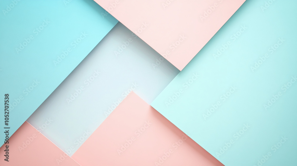 Poster pink and blue paper pieces overlap in a geometric pattern