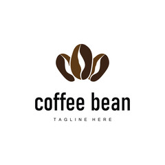 coffee bean logo silhouette design with simple concept coffee illustration template