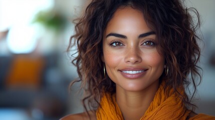 Portrait of a Confident Young Woman in a Warm Atmosphere