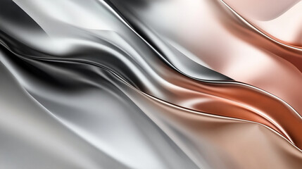 Obraz premium A silver and rose gold fabric ripples and flows, creating a beautiful abstract design