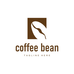 coffee bean logo silhouette design with simple concept coffee illustration template