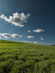 Fototapeta premium Green field under a blue sky.