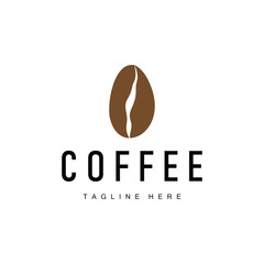 coffee bean logo silhouette design with simple concept coffee illustration template