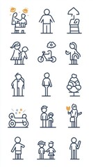 Diverse Family and Community Activities Vector Icons