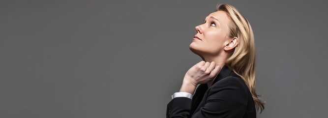 thoughtful businesswoman with copy space