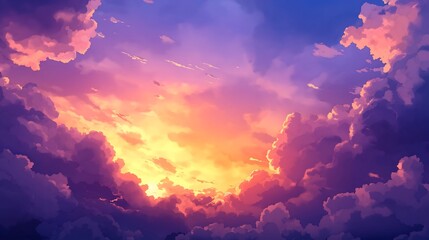 Beautiful sky with a sunset and dramatic clouds Sunset background  photorealistic high-resolution photography incredibly detailed