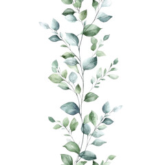Fototapeta premium Watercolor Greenery Branch Seamless Pattern