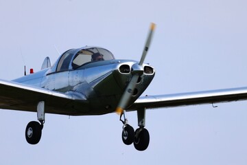 A small air plane flown by a recreational pilot. 