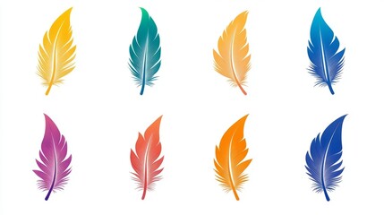 Colorful Feather Illustrations in Gradient Shades