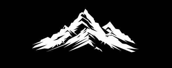 A minimalist line art of a majestic mountain peak, rendered in striking blue and black. Free copy space for text.