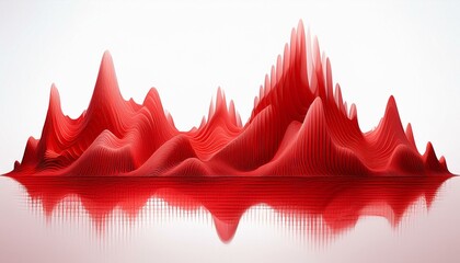 A bold, red equalizer wave with sharp peaks and valleys, isolated on a white background with