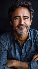 Fototapeta premium Portrait of a Smiling Man with Salt and Pepper Hair