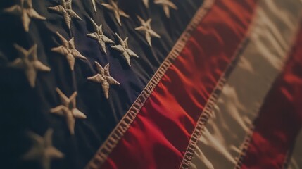 Fototapeta premium Close-up of Waving American Flag in Natural Light