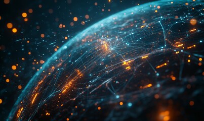 Obraz premium Global digital data connection on planet , image made with generative ai technology