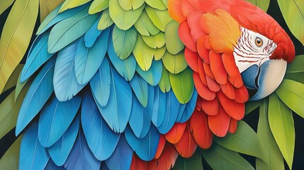 Obraz premium Parrot on verdant tree with multicolored feathers