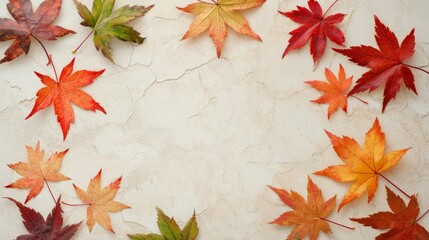 Autumn Leaves Decoration on a Marble Background