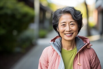 Portrait of a smiling active senior woman in sport clothes at home