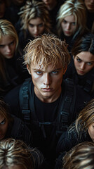 Obraz premium Diverse group at an event, symbolizing unity and action in politics, sports and education.