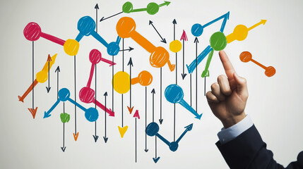 abstract professional business team people innovation connection of line from nail node to node on map background , networking concept