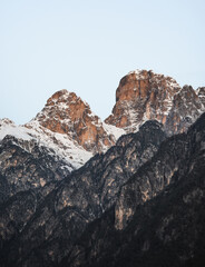 Majestic sharp mountain range on a sunny day, Dolomites