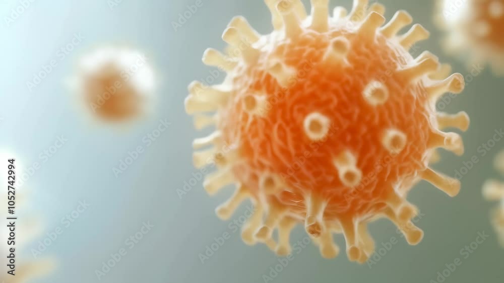 Poster Monkeypox virus particles are depicted in a microscopic view, showcasing their structure and highlighting the potential health risks associated with the virus