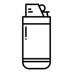Gas lighter icon in line style. Cigarette lighter icon in line style