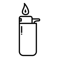 Gas lighter icon in line style. Cigarette lighter icon in line style