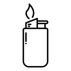 Gas lighter icon in line style. Cigarette lighter icon in line style