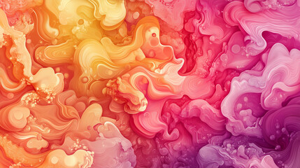 Obraz premium Colorful abstract painting with a lot of swirls in shades of orange and pink