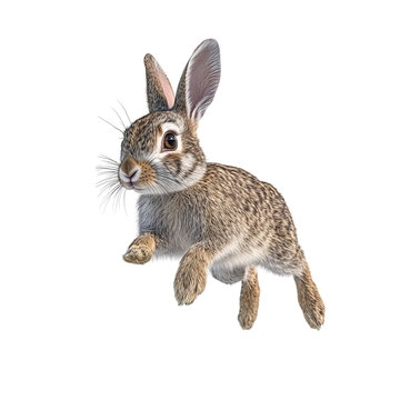 brown rabbit leaping on white background clip art preview