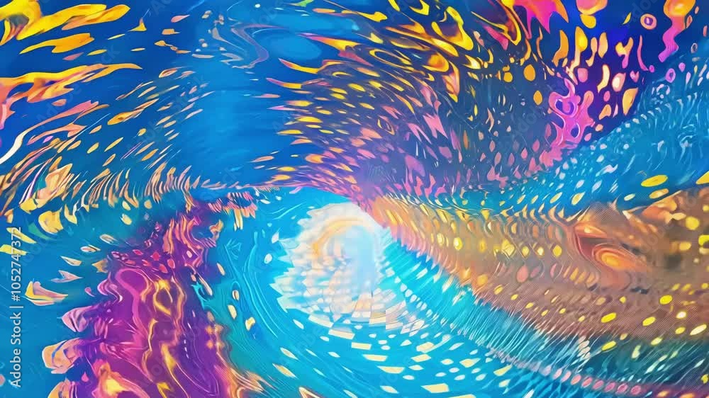 Poster colorful and surreal abstract tunnel transforming and morphing. ideal for projects related to art, c