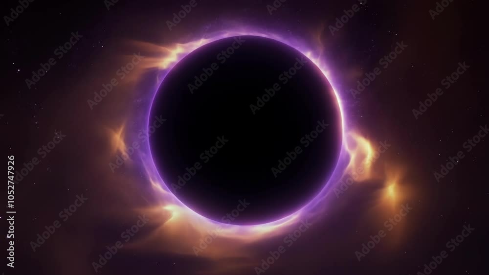 Aufkleber black hole with a purple aura absorbs an orange nebula, creating a surreal and mesmerizing animation