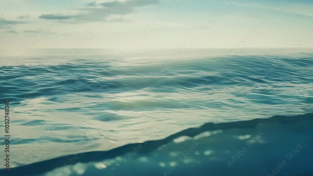 Poster ocean waves are forming and breaking in a surreal montage of six images. the sun is shining on the w