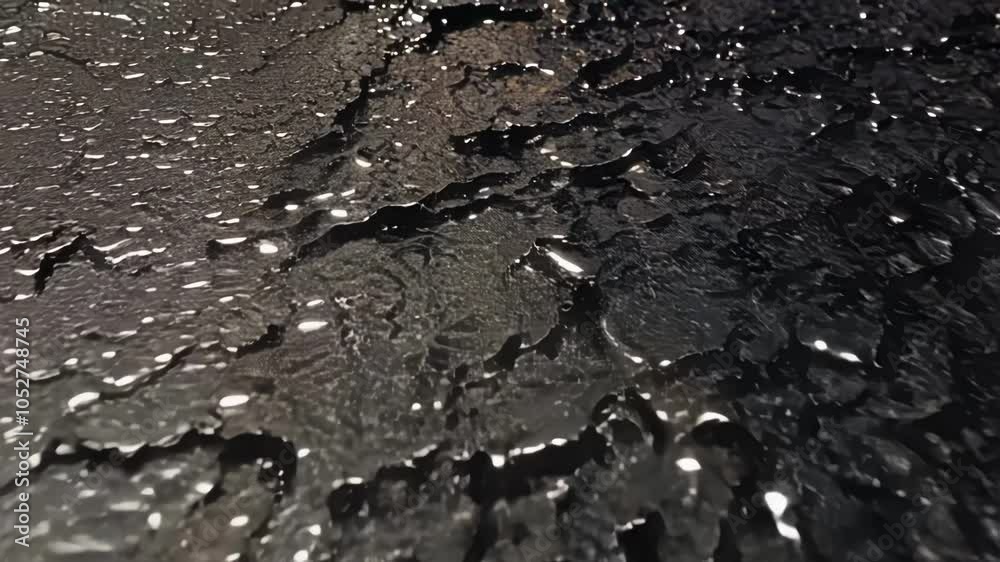 Aufkleber black liquid surface reflecting light, forming abstract shapes. ideal for projects related to oil, p