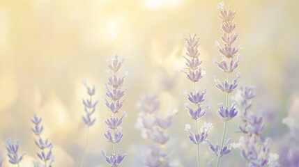 Obraz premium A soft-focus background featuring pale yellow and lavender tones, perfect for a calming aesthetic