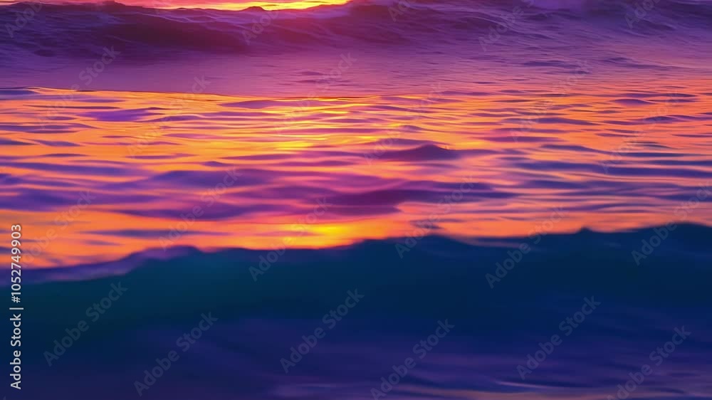 Poster mesmerizing sunset casts vibrant colors over the ocean, creating a dreamy and surreal atmosphere tha