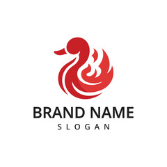 Obraz premium Spicy Duck logo design culinary label template idea