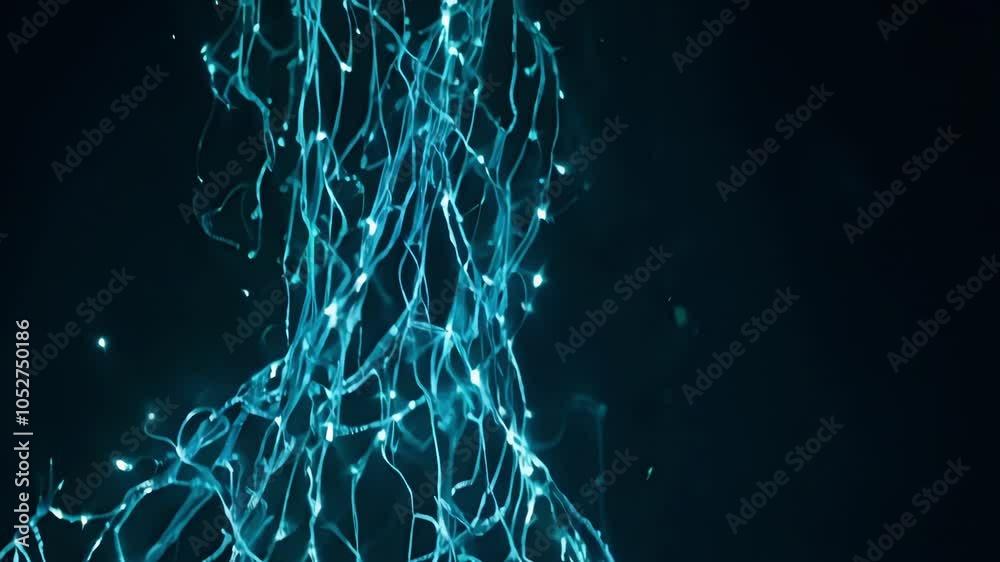 Aufkleber abstract glowing blue energy forms emerge against a black background, creating a surreal and artisti